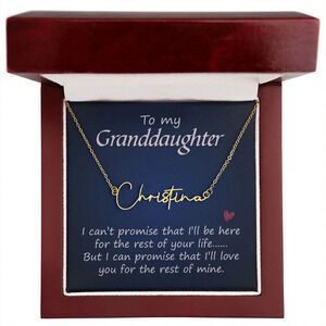 To My Granddaughter Personalized Gold Tone Name Necklace Custom Name Gift Lu